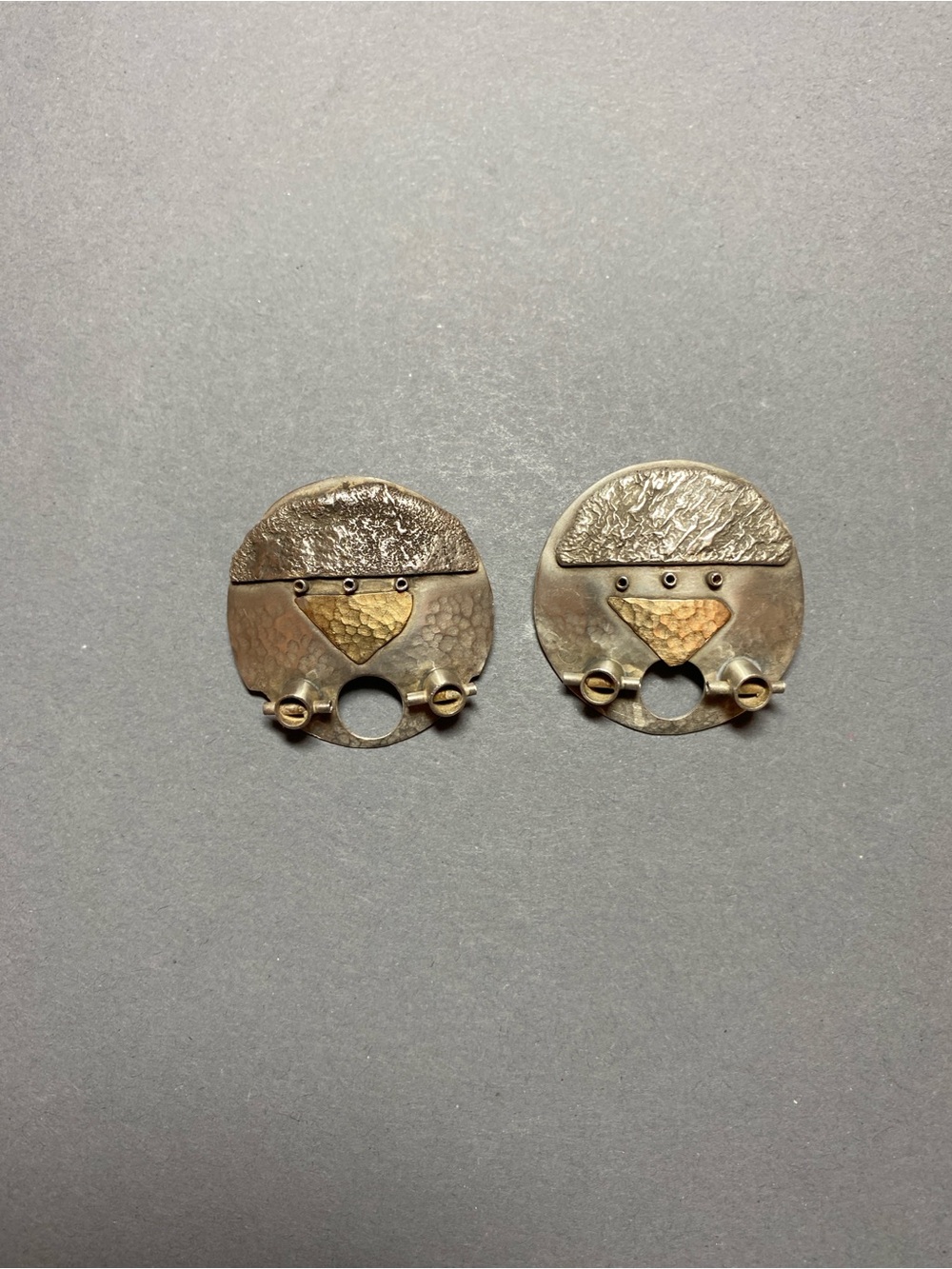 Artisan sterling silver mixed metal earrings